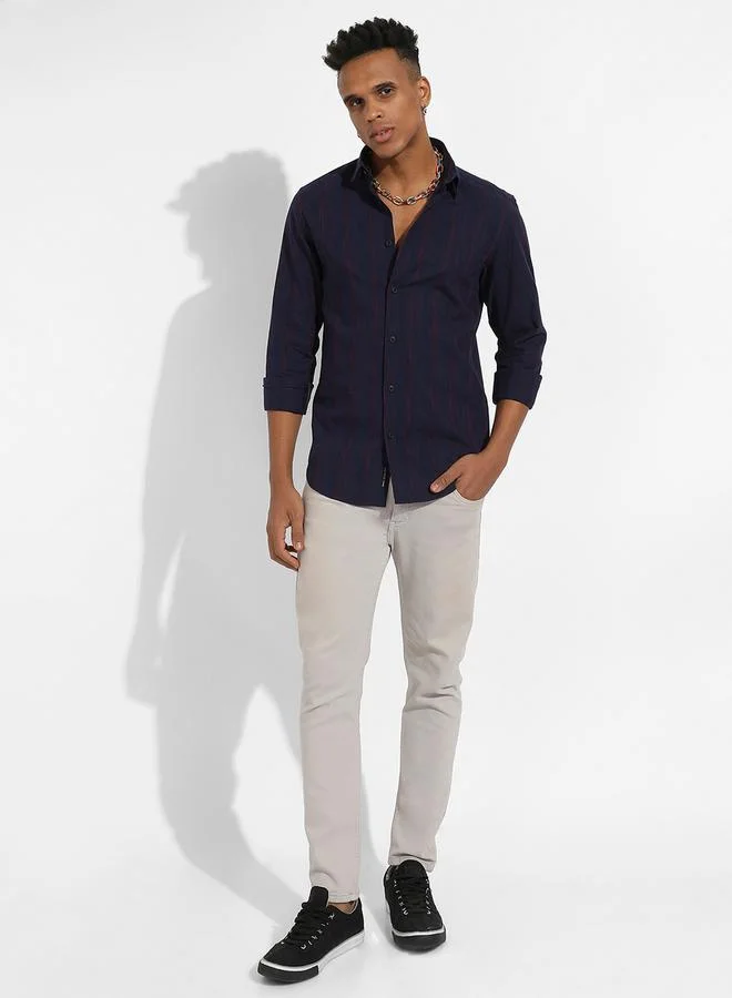 Campus Sutra Campus Sutra Ombre Striped Long Sleeves Casual Shirt