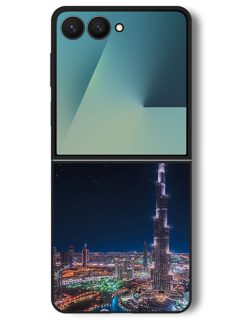 Theodor Case Compatible with Samsung Galaxy Z Flip 7 - 6.9 Inch Protection Shockproof Bumper Cover Burj Khalifa Night View - Image 1
