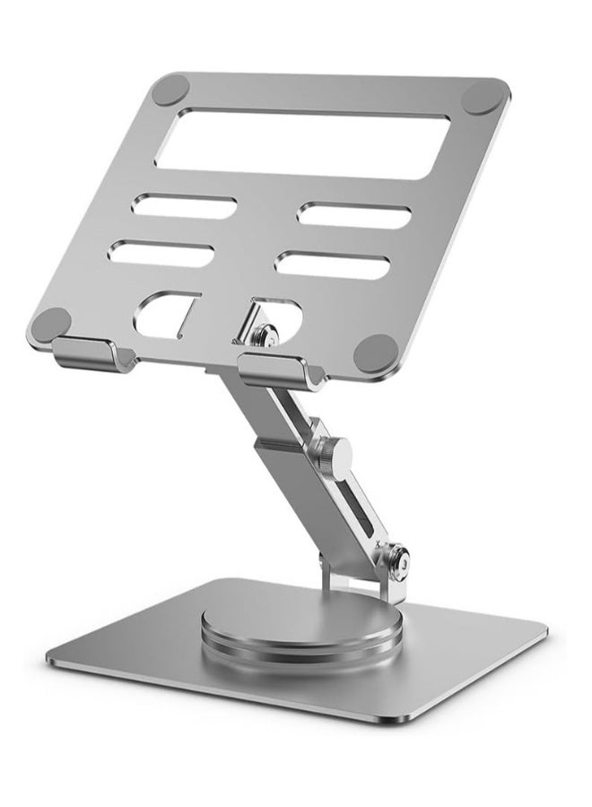 360 Rotating Laptop Stand for Desk, Standing Desk Flatbed Converter, Telescopic Adjustable Height Laptop Mount, Stable Metal Holder - Image 1