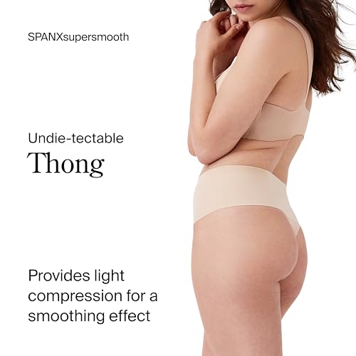 SPANX SPANXsupersmooth Undie-tectable Thong - Comfortable Core Control - Invisible Shapewear Thong - Women's No Show Thong Underwear - Soft Nude - Large - Image 2