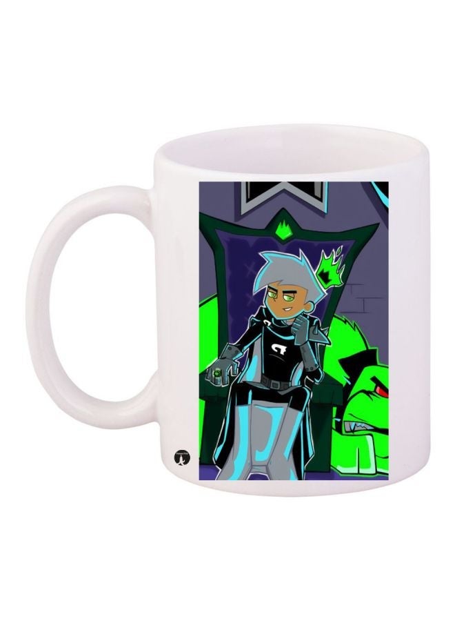 RYN Cartoon Printed Coffee Mug White/Purple/Green 11ounce