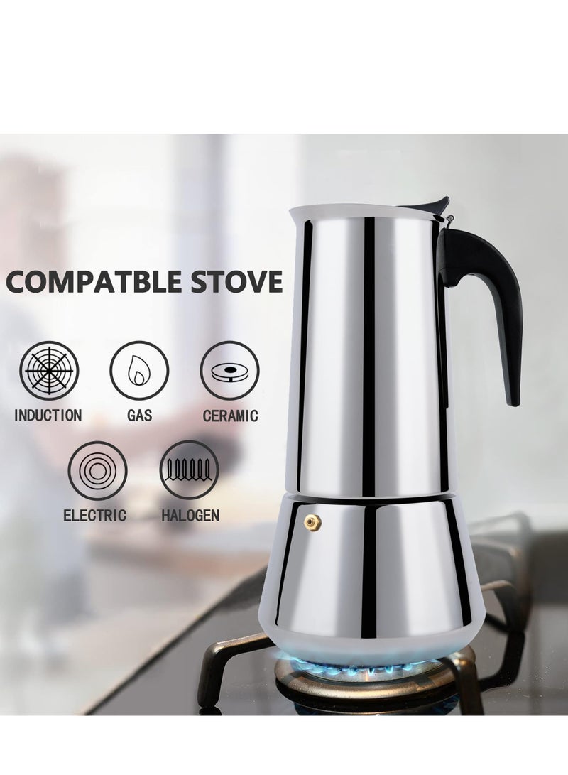 SOLARAE Stovetop Espresso Maker, 12cup Coffee Maker Moka Pot, Stainless Steel Classic Espresso Moka Pot, for Induction Stoves,Gas Stove(600ml) - Image 4