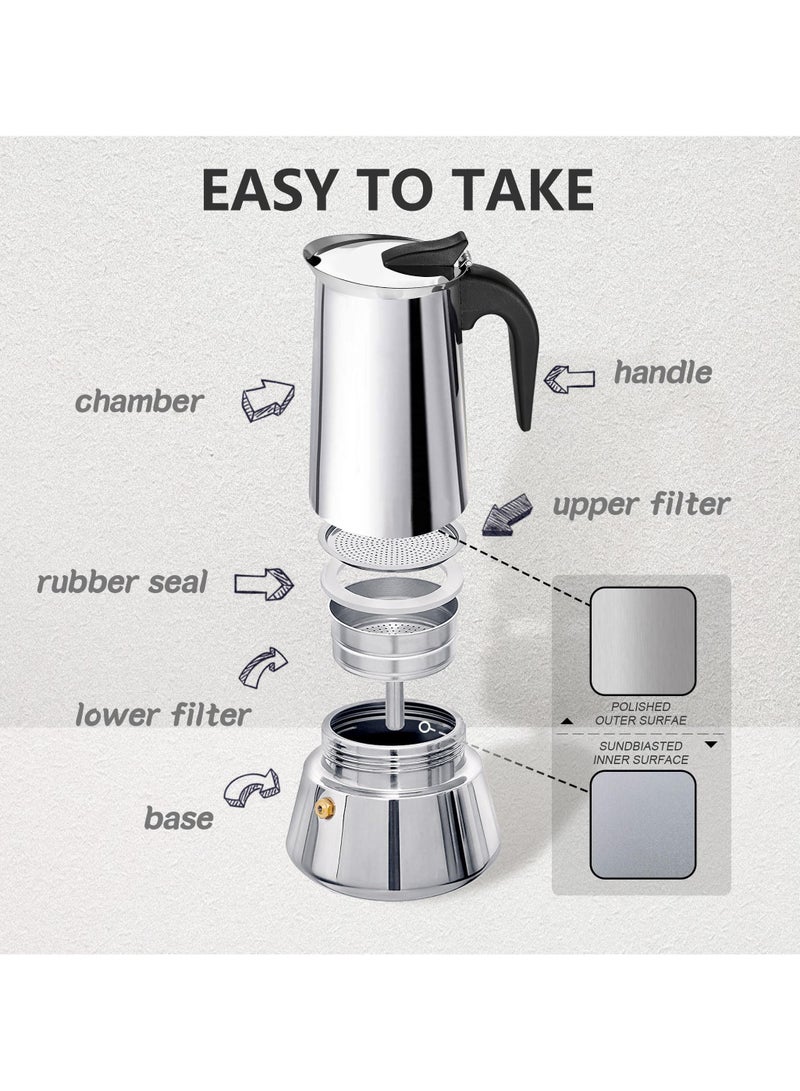 SOLARAE Stovetop Espresso Maker, 12cup Coffee Maker Moka Pot, Stainless Steel Classic Espresso Moka Pot, for Induction Stoves,Gas Stove(600ml) - Image 3