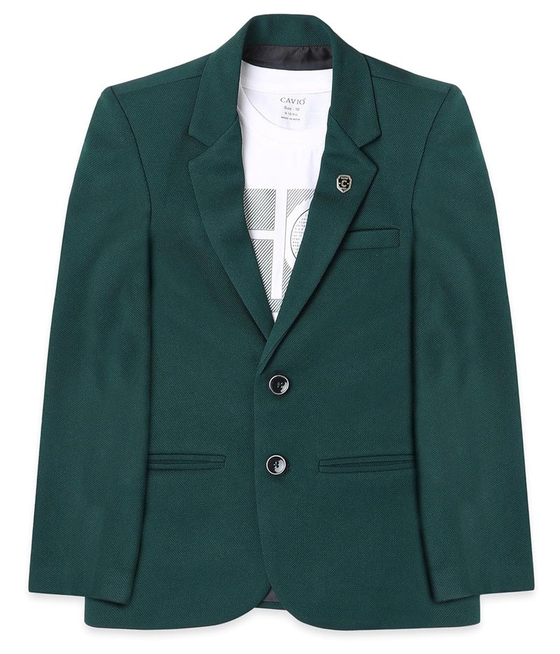 CAVIO Boys Regular Fit Solid Blazer and T-Shirt - Image 1