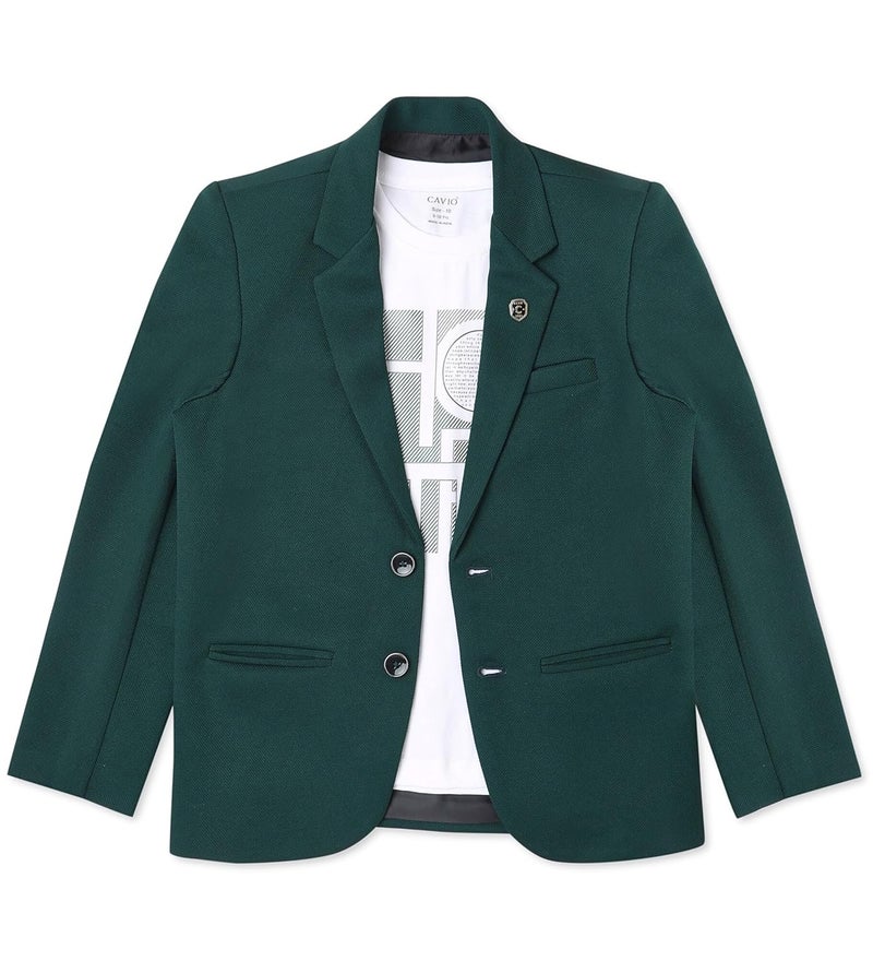 CAVIO Boys Regular Fit Solid Blazer and T-Shirt - Image 2