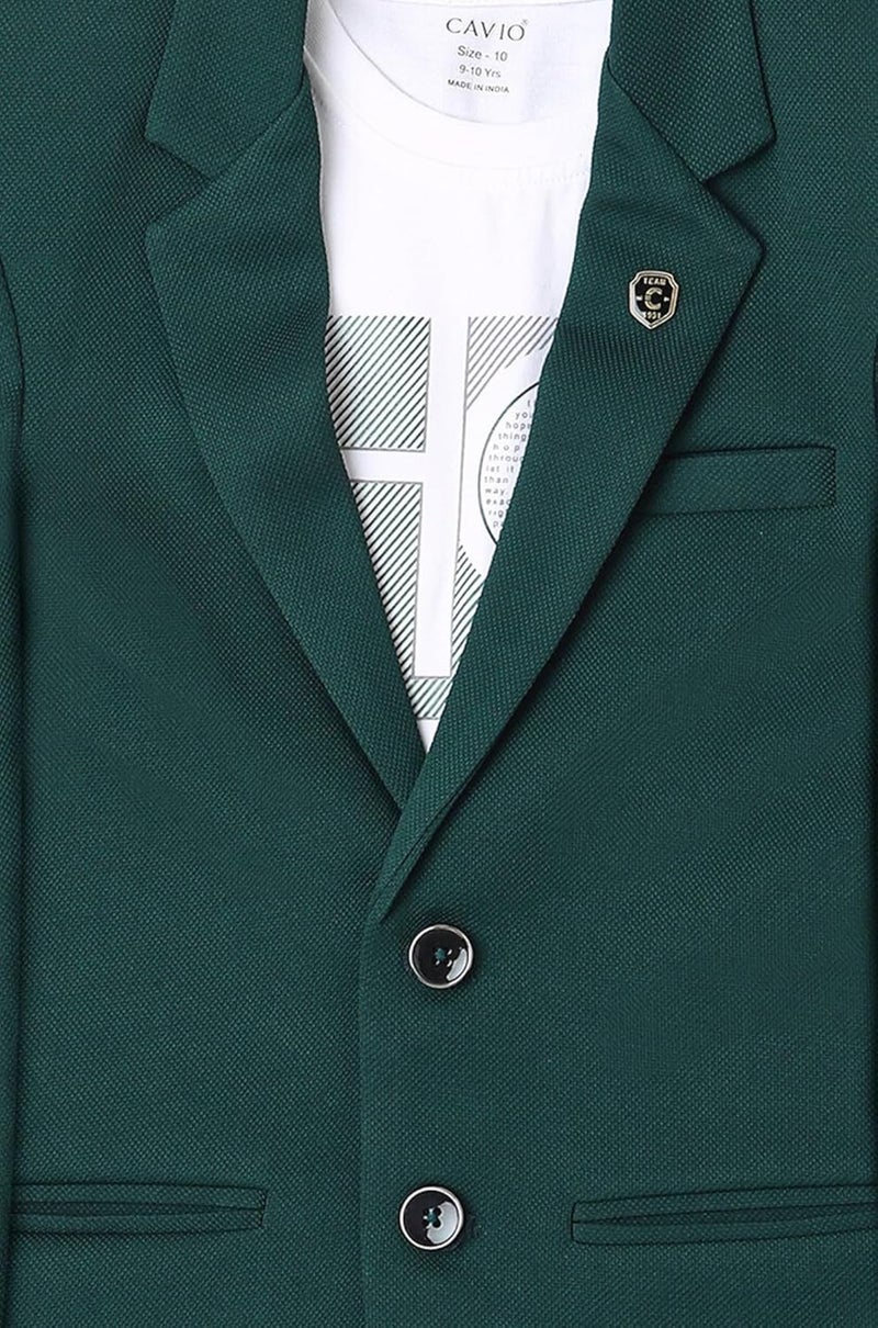 CAVIO Boys Regular Fit Solid Blazer and T-Shirt - Image 4