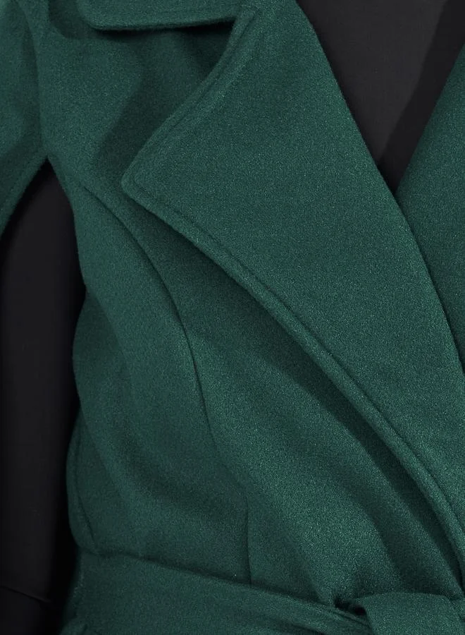 Styli Regular Fit Midi Wool Like Coat with Cape Sleeves