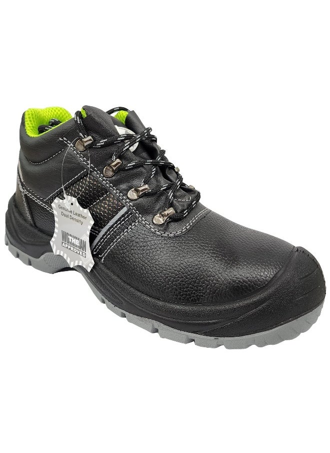 Workman - Comet Black Leather Safety Shoes for Men | Antistatic, Anti-Slip, Oil & Heat Resistant | Double Density with Steel Toe | Size-43 - Image 1