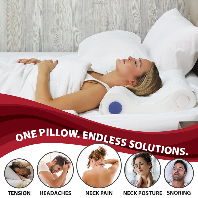 Core Products Double Core Select Cervical Pillow â€“ Orthopedic Neck Support with 4 Adjustable Rolls for Pain Relief, Alignment & Posture â€“ Contoured for Side & Back Sleepers â€“ Assembled in USA - Image 2
