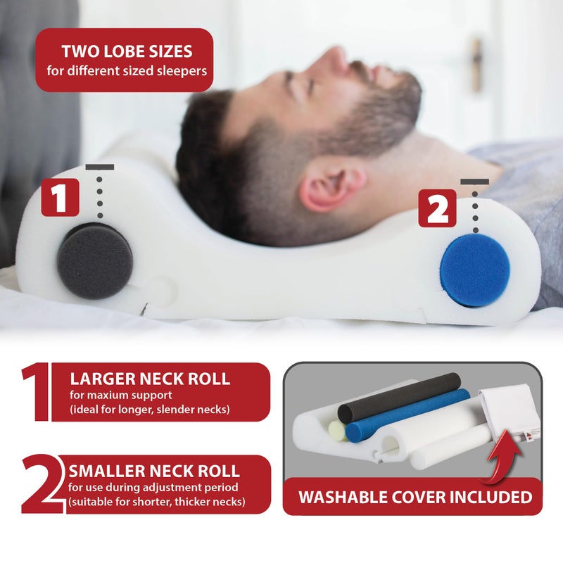 Core Products Double Core Select Cervical Pillow â€“ Orthopedic Neck Support with 4 Adjustable Rolls for Pain Relief, Alignment & Posture â€“ Contoured for Side & Back Sleepers â€“ Assembled in USA - Image 4
