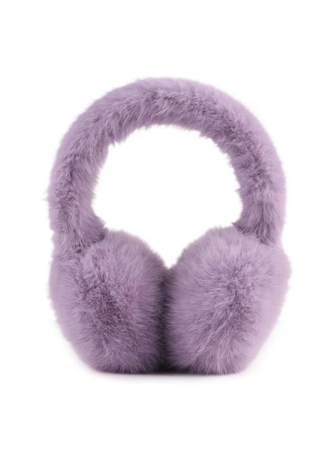 PESAAT Warm Ear muffs for Women Winter Unisex Fluffy Earmuffs Lady Ear Warmer Faux Fur Ear Covers, Purple, Adult - Image 1