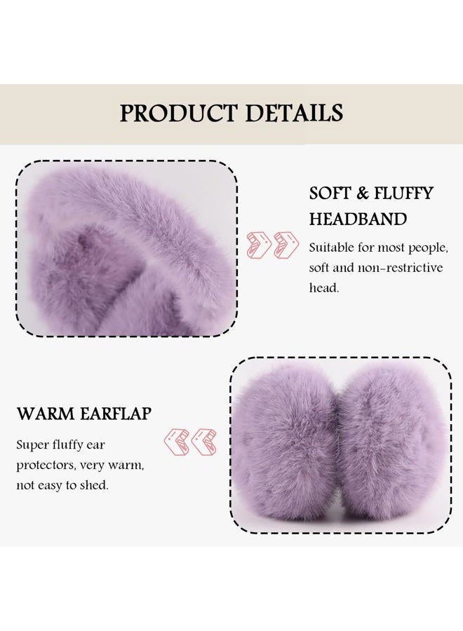 PESAAT Warm Ear muffs for Women Winter Unisex Fluffy Earmuffs Lady Ear Warmer Faux Fur Ear Covers, Purple, Adult - Image 3