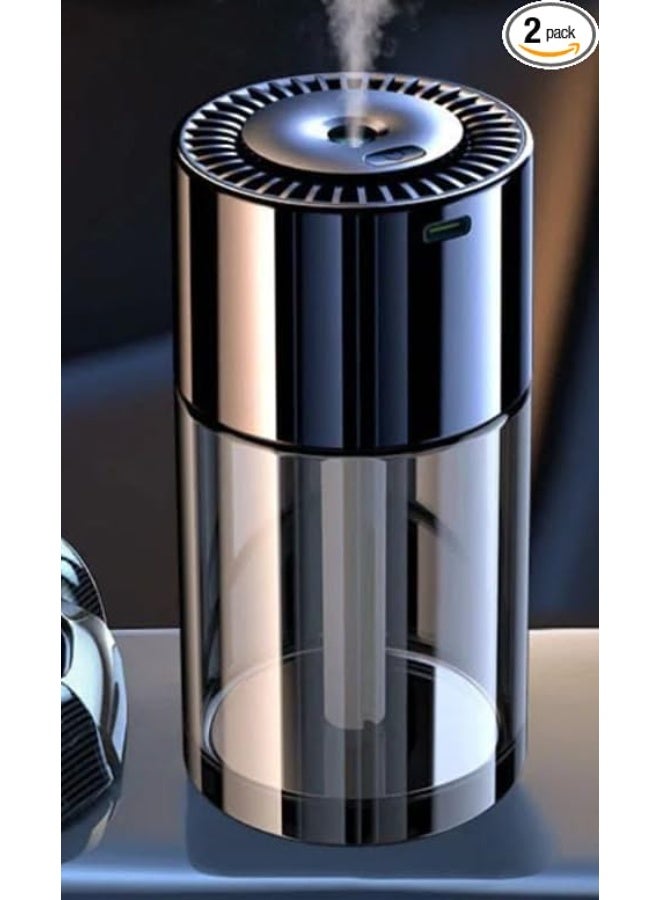 A stylish car fragrance diffuser with an air purifier, laser decorative lighting, and fragrance liquid inside.