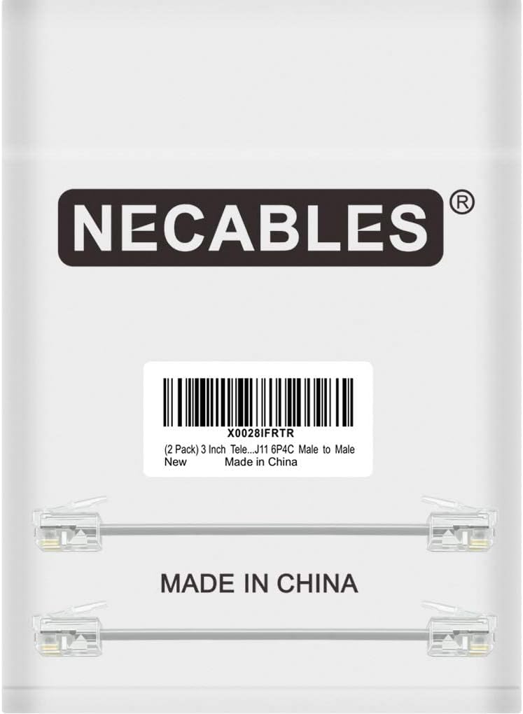 NECABLES 2Pack 3 Inch Short Telephone Cord Phone Cable Wall Phone Cord for Landline RJ11 6P4C Male to Male - Image 5