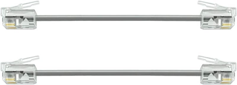 NECABLES 2Pack 3 Inch Short Telephone Cord Phone Cable Wall Phone Cord for Landline RJ11 6P4C Male to Male - Image 1