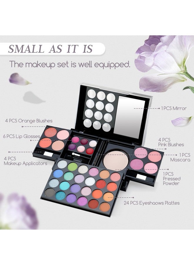 COLOR NYMPH All In One Makeup Palette Set Kitportable Travel Makeup Kit For Girls With 24Colors Eyeshadows Facial Blusher Lip Gloss Pressed Powder Mascara Brushes Mirror - Image 2