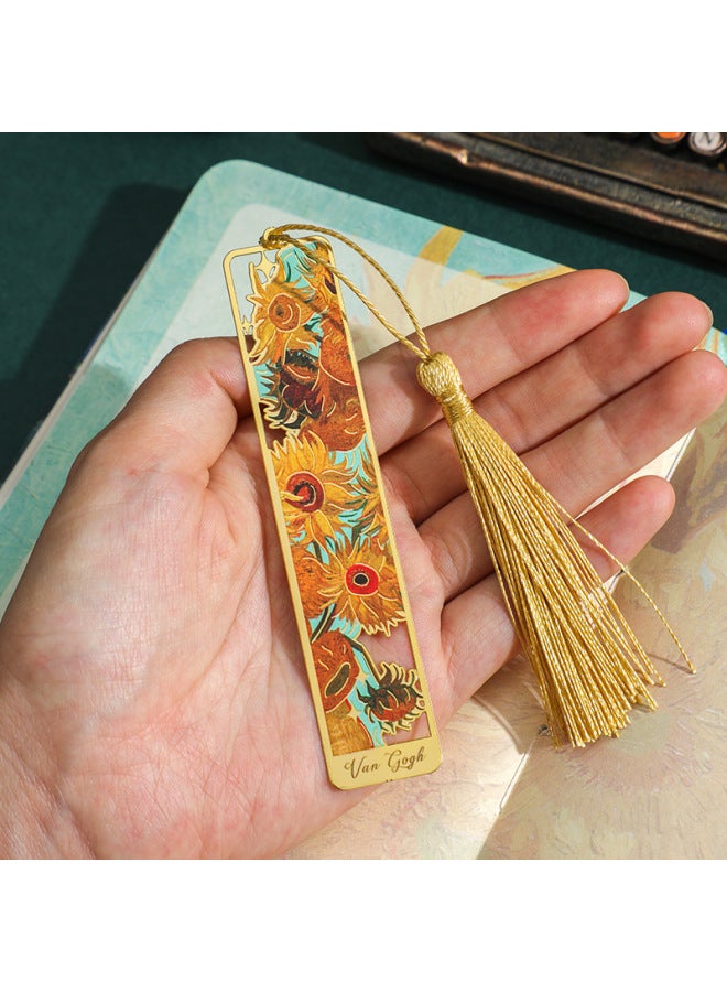 Eslite Chengpin Flower Snapshot Bookmark Creative Retro Famous Painting Brass Metal Hollow Bookmark Hand Account Pendant Decoration - Image 3
