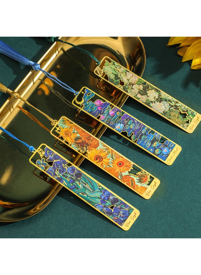 Eslite Chengpin Flower Snapshot Bookmark Creative Retro Famous Painting Brass Metal Hollow Bookmark Hand Account Pendant Decoration - Image 4