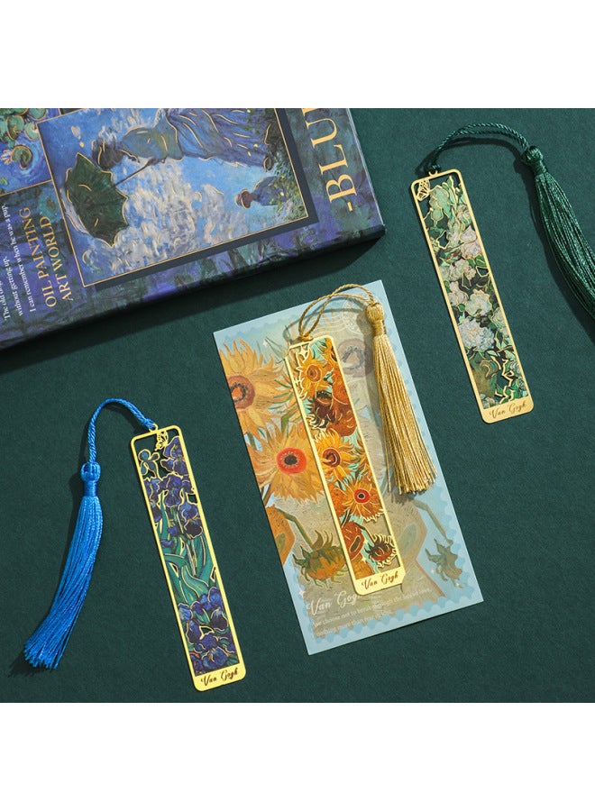 Eslite Chengpin Flower Snapshot Bookmark Creative Retro Famous Painting Brass Metal Hollow Bookmark Hand Account Pendant Decoration - Image 2