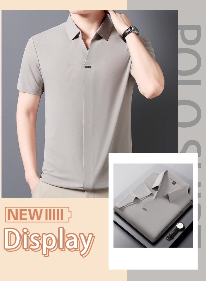 Men's polo shirt V-neck polo short-sleeved T-shirt Short-sleeved sports golf tennis T-shirt Casual V-neck summer shirt Classic polo shirt  - Image 5