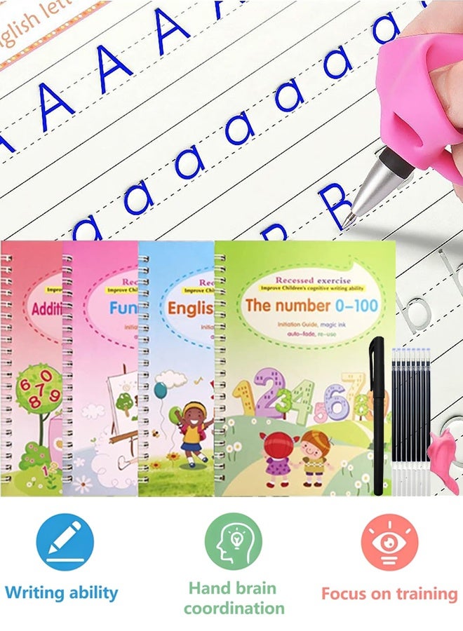 دبليو أف أف أو دفتر نسخ جديد لممارسة السحر للأطفال - 4 مجموعات من دفاتر العمل القابلة لإعادة الاستخدام بالحبر السحري: الحروف الأبجدية، الرسم، الرياضيات، الأرقام، القلم، الحشوات والحوامل - للأطفال في مرحلة ما قبل المدرسة ورياض الأطفال - Image 1