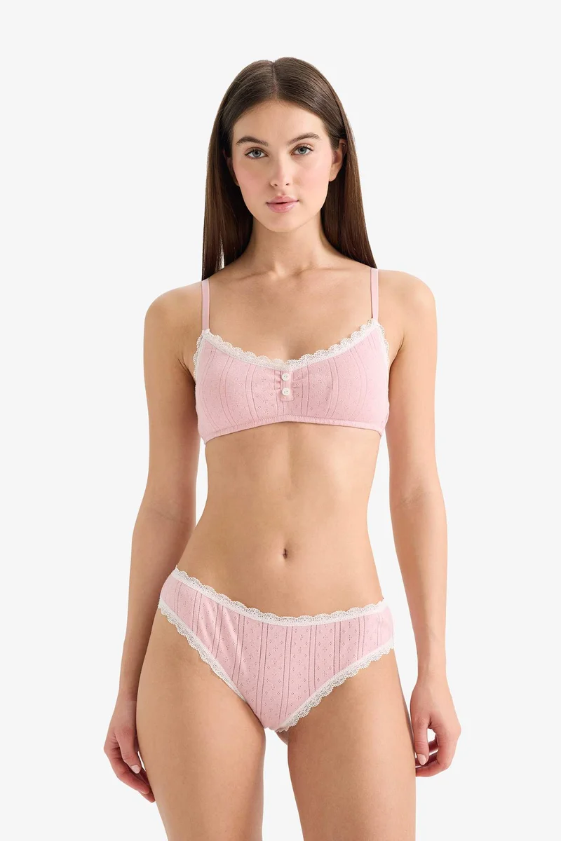 DeFacto Lace Detail Ribbed Brazilian Panty