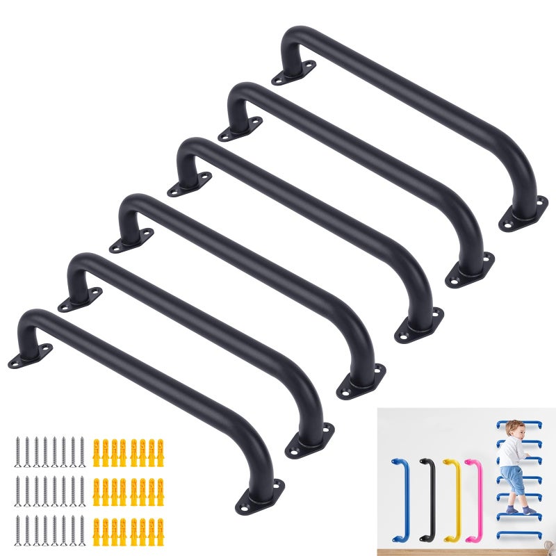 BiJun17 inch Metal Playground HandlesMonkey Bars Indoor Heavy Duty Ceiling Grab Bars for Indoor Outdoor Playgrounds Climbing FramesTreehouses and Wall ladders Black Set of 6 - Image 2
