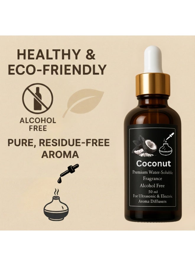 عطر جوز الهند مركز 50 مل زجاجة إعادة ملء (رفيل) لفواحات كهربائية بخارية وألتراسونيك - زيت عطري أساسي 100% نقي - Aromatherapy - خالي من الكحول - بدون رواسب - ثبات قوي طويل الأمد - آمن صحيًا - رائحة استوائية كريمية فاخرة - Image 3