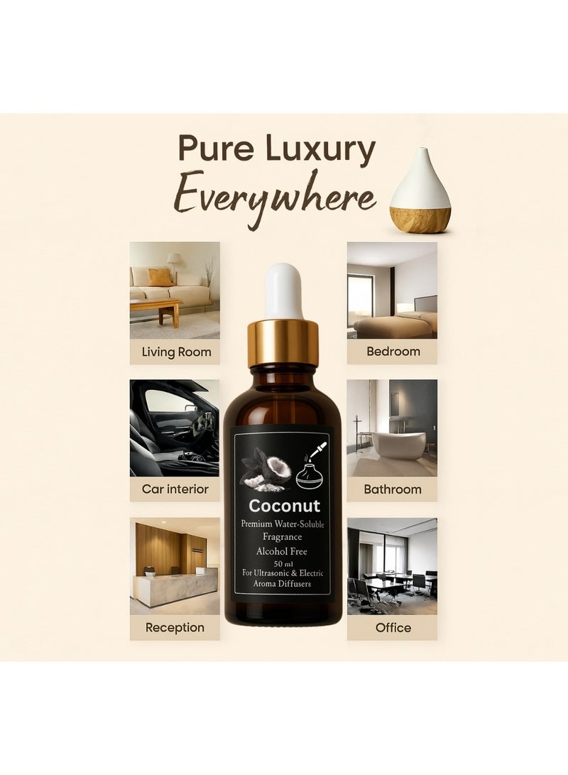 عطر جوز الهند مركز 50 مل زجاجة إعادة ملء (رفيل) لفواحات كهربائية بخارية وألتراسونيك - زيت عطري أساسي 100% نقي - Aromatherapy - خالي من الكحول - بدون رواسب - ثبات قوي طويل الأمد - آمن صحيًا - رائحة استوائية كريمية فاخرة - Image 4