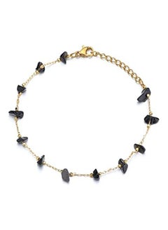 Generic Caiyao Natural Stone Crystal Bead Bracelet Lucky Gravel Adjustable Stainless Steel Chain Healing Bracelet  Girl Teen Protection Good Luck Party Jewelry Birthday Gift-C Black Bracelet  - Image 1