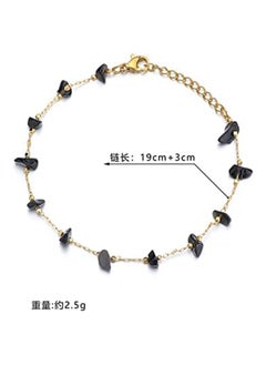 Generic Caiyao Natural Stone Crystal Bead Bracelet Lucky Gravel Adjustable Stainless Steel Chain Healing Bracelet  Girl Teen Protection Good Luck Party Jewelry Birthday Gift-C Black Bracelet  - Image 2