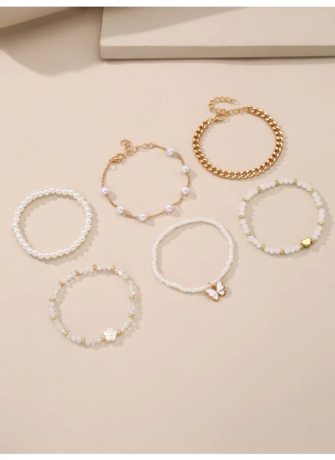 تايك تو Take Two Set of - Pendant Faux Pearl Beaded Bracelet