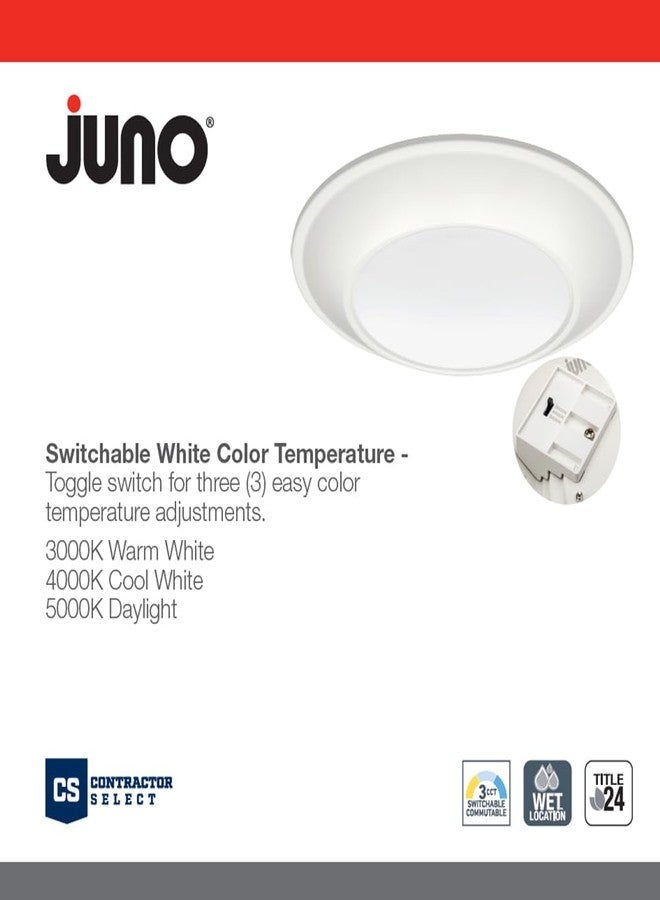 Juno SlimBasics 6 Inch LED Ceiling Light, LED Surface Mount Downlight for Shower Light or Closet Lighting, Selectable White Color, Tapered Trim, Wet Rated, Matte White (JSBT 6IN SWW2 90CRI WL MW M6) - Image 3