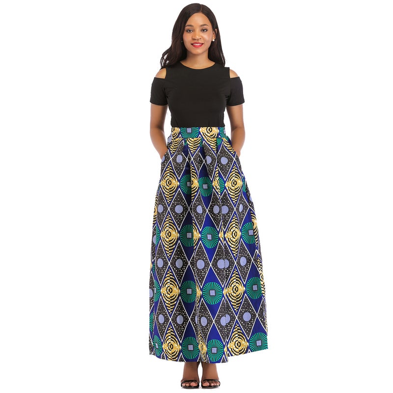 M405-0 Amazon independent station explosions classic rose printed skirt set multi-color multi-size a generation of hair 2# Green Eye