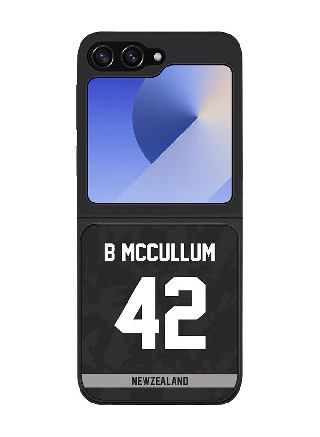 Stylizedd Rugged Black edge case for Samsung Galaxy Z Flip7 FE, Slim fit Case Flexible TPU Gel Thin Cover - Team New zealand Brendon McCullum, Jersey No 42 - Image 1