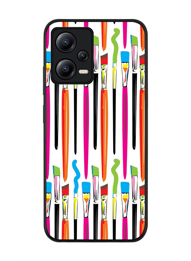 Stylizedd Rugged Black edge case for Poco X5 / Redmi Note 12 5G Slim fit Soft Case Flexible Rubber Edges Anti Drop TPU Gel Thin Cover - Paint Brush - Image 1