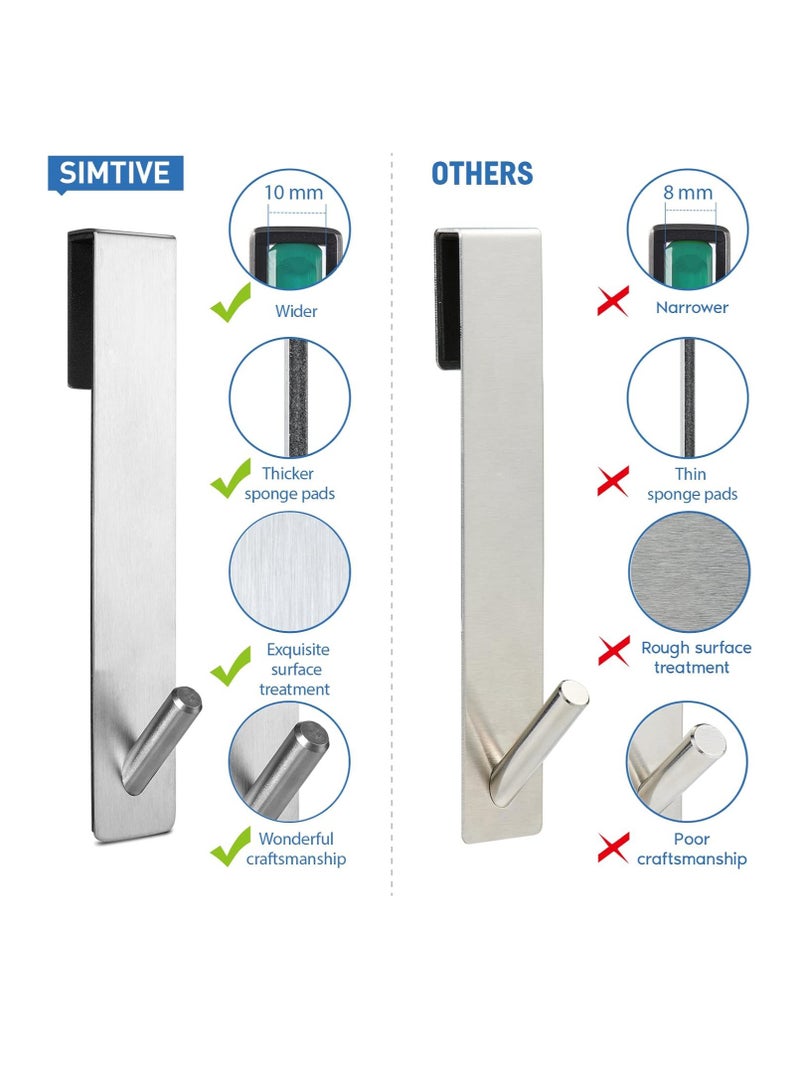 Shower Door Hooks,Extended Over Door Hooks for Bathroom Frameless Glass Shower Door,Stainless Steel Towel Hooks,Heavy Duty Rack Hooks for Robe,Towel-2 Pack-Silver - Image 2