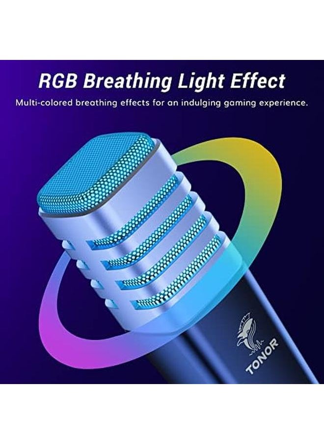 Usb Gaming Microphone Rgb Streaming Microfono Set Pc Podcast Recording Computer Mic For Ps4 5 Discord Twitch Cardioid Condenser Mic With Adjustable Boom Arm Stand Tc30S Plus