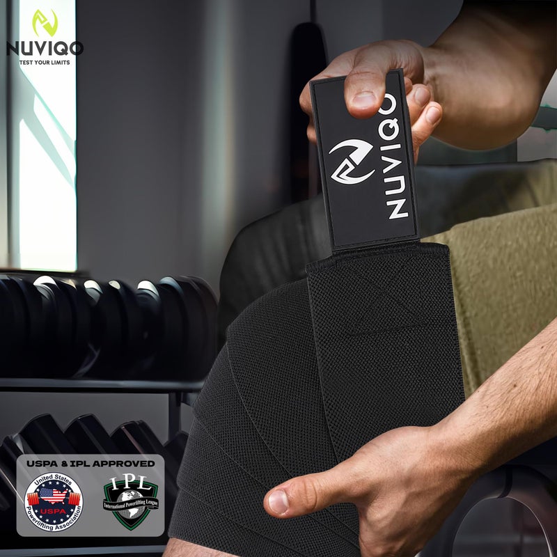 Nuviqo Knee Wraps (Pair) for Weightlifting â€“ 78 Inch Maximum Compression Wrap for Squats & Pain Relief, Ideal for Men & Women, Powerlifting, Cross Training & Leg Day in the Gym - Image 5