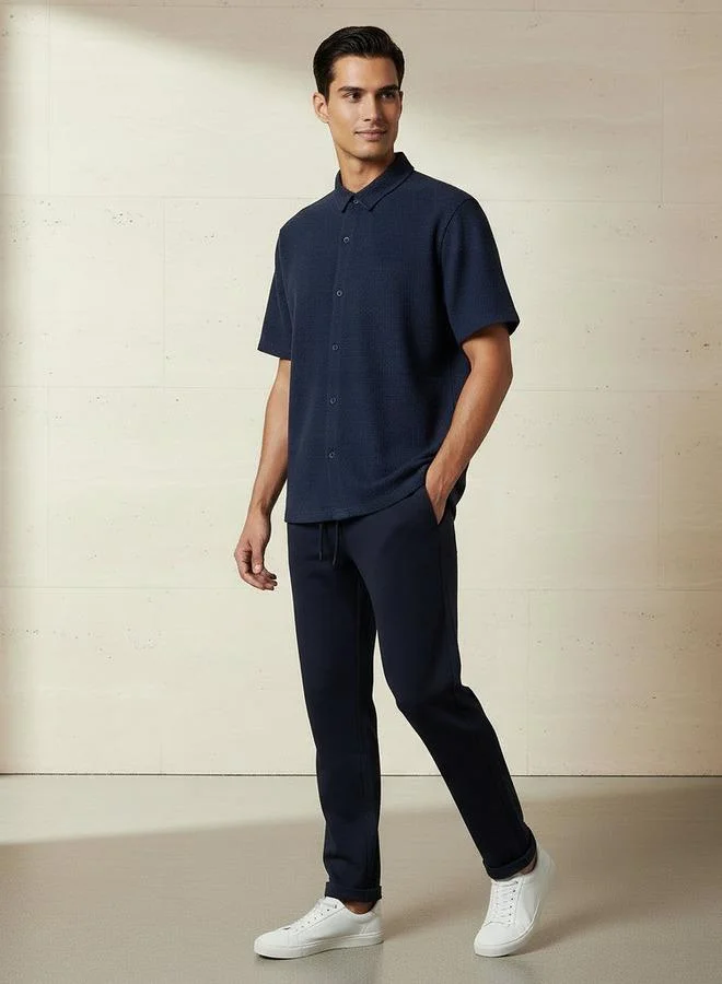 Splash FAV Men Regular Fit Collared Textured Short Sleeves Shirt