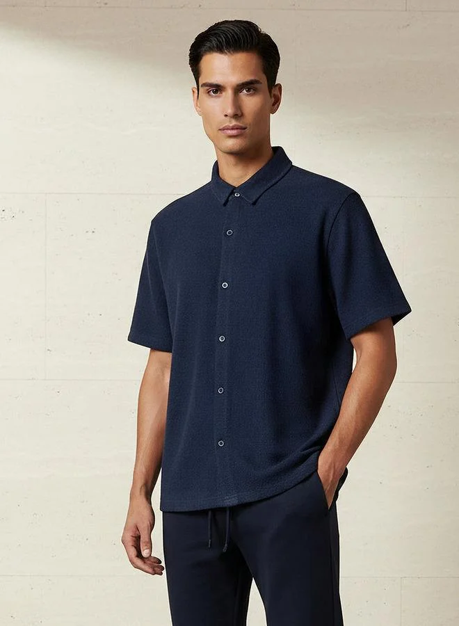Splash FAV Men Regular Fit Collared Textured Short Sleeves Shirt
