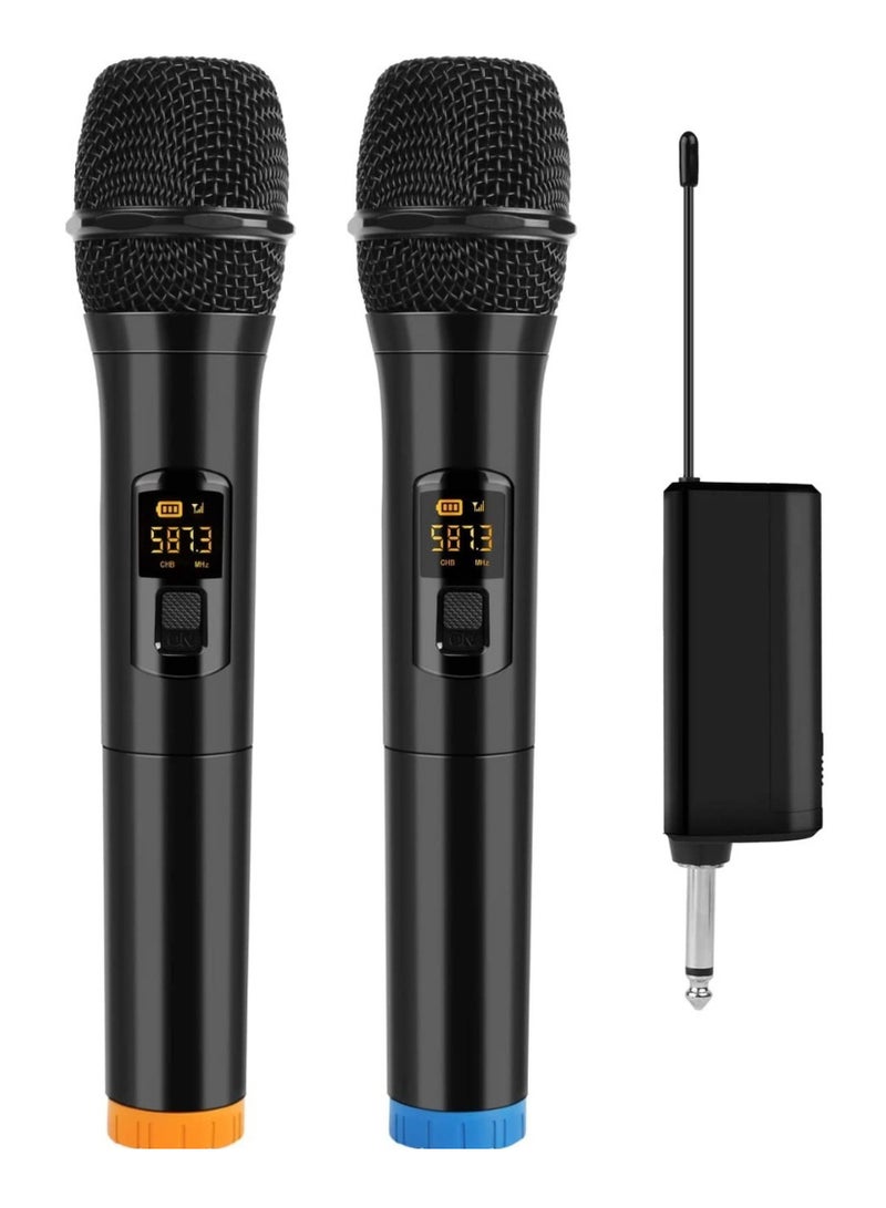 جينيكست ميكروفون لاسلكي ، ميكروفون كاريوكي ديناميكي محمول UHF مزدوج محمول باليد مع مستقبل قابل لإعادة الشحن ، نظام كاريوكي لاسلكي لنظام PA ، مكبر صوت ، مضخم ، حفلة عائلية ، غناء ، اجتماعات - Image 1