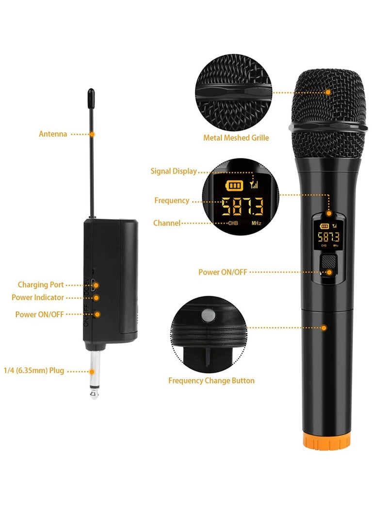 جينيكست ميكروفون لاسلكي ، ميكروفون كاريوكي ديناميكي محمول UHF مزدوج محمول باليد مع مستقبل قابل لإعادة الشحن ، نظام كاريوكي لاسلكي لنظام PA ، مكبر صوت ، مضخم ، حفلة عائلية ، غناء ، اجتماعات - Image 3
