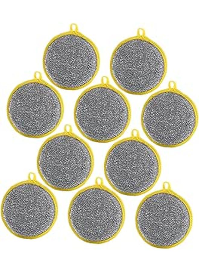 Double Sided Round Kitchen Dish Sponge 10 Pack Quick Dry Breathable Multi Purpose Scrub Pads - Image 1