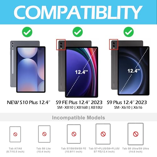 SENGBIRCH Keyboard Case for Samsung Galaxy Tab S9+ Plus 12.4 inch - 7 Colors Backlit, Magnetic Detachable, Bluetooth Connection, Auto Sleep/Wake Up Smart Case for Samsung Galaxy S10 Plus 2024 (Grey) - Image 2