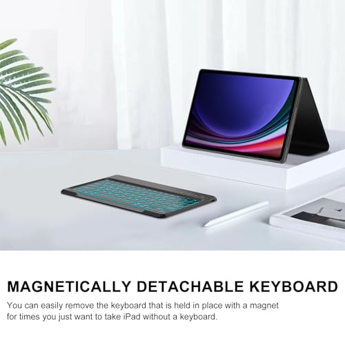 SENGBIRCH Keyboard Case for Samsung Galaxy Tab S9+ Plus 12.4 inch - 7 Colors Backlit, Magnetic Detachable, Bluetooth Connection, Auto Sleep/Wake Up Smart Case for Samsung Galaxy S10 Plus 2024 (Grey) - Image 3