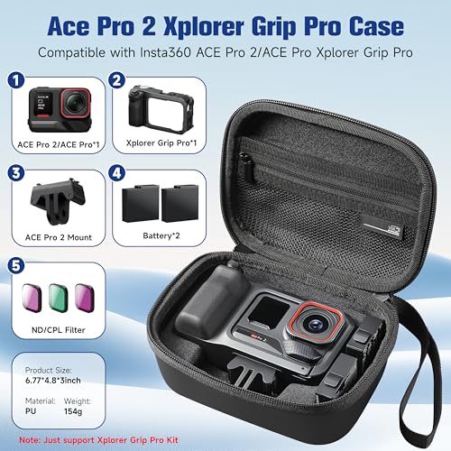 STARTRC VCR Carrying Case For Insta360 Ace Pro 2 Xplore Grip Pro Bundle Bag Portable Travel Hard Shell Storage 2 Batteries AccessoiresXplore Grip Pro Case - Image 3