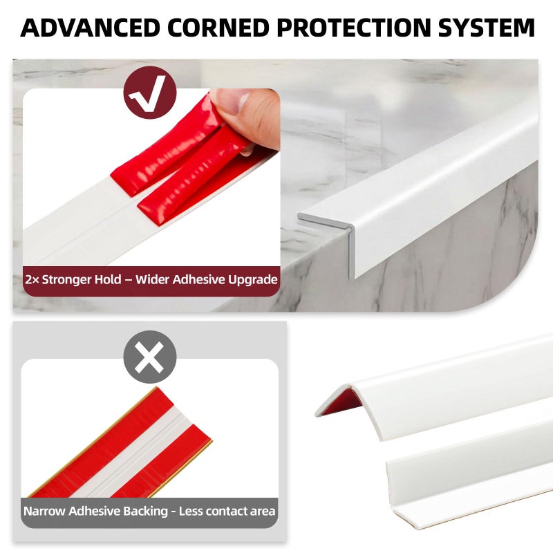 JSIWOTH 10FT Wall Corner Protector Moulding Trim, Flexible Wall Trim Peel and Stick Trim Molding, Soft PVC Molding Trim Edge Guard for Wall Corner, Ceiling, Edge, Window, Door Frame (White, W:0.63 IN) - Image 2