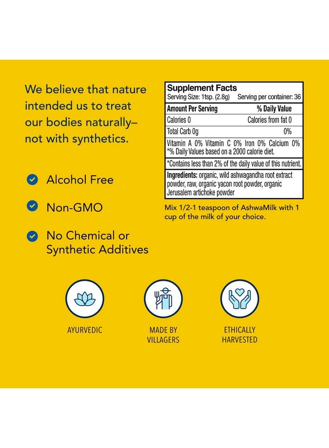 NORTH AMERICAN HERB & SPICE AshwaMilk - 3.5 oz. - Ashwagandha Root Extract, Yacon Powder - Supports Energy, Stamina, Healthy Adrenal & Thyroid Function - Non-GMO - 36 Servings - Image 4