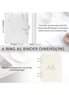 Y&D A5 Binder, Leather 6 Ring Binder Planner Notebooks Portfolio with Document Sleeve /Card Holder / Pencil for Filler Paper (No Paper) Marble  - Image 4